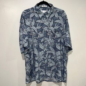 Vintage Pierre Cardin Men's Size XL Blue Hawaiian Button-Up Shirt 100% Rayon